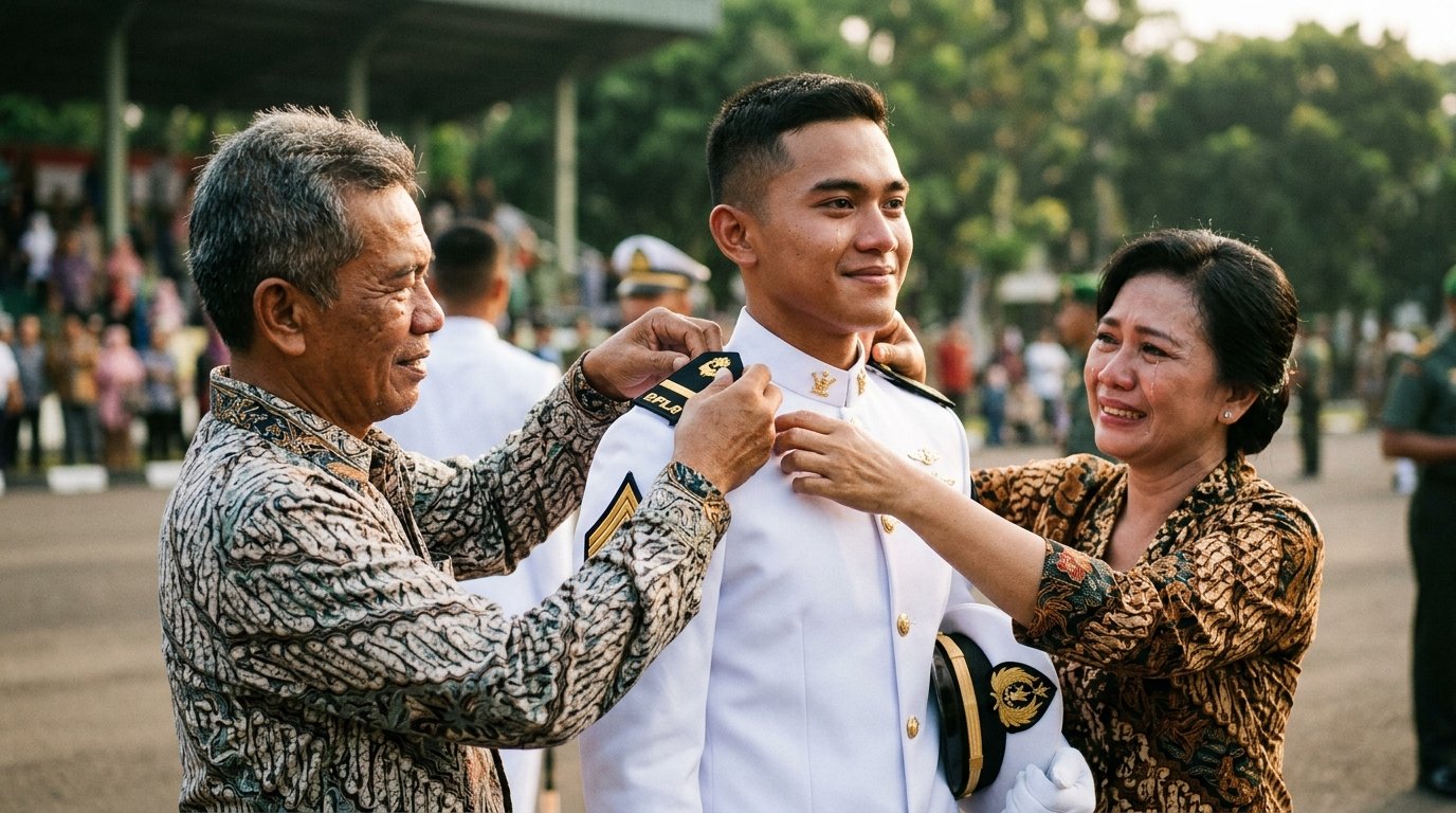 Penyematan Pangkat Perwira oleh Orang Tua